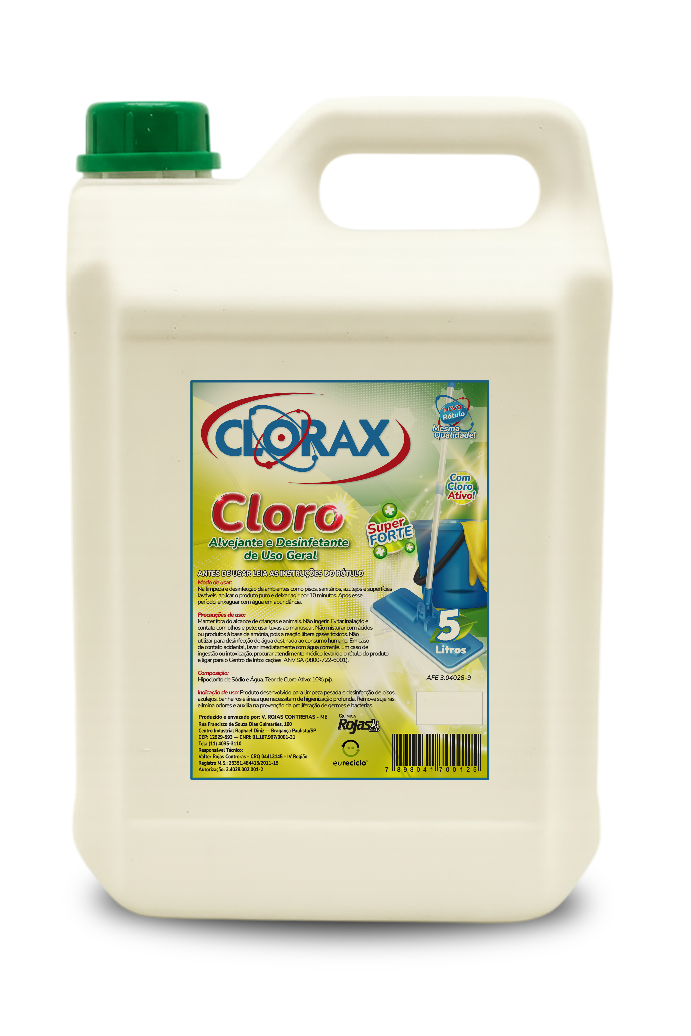 Garrafa de 5L do produto Cloro Super Forte